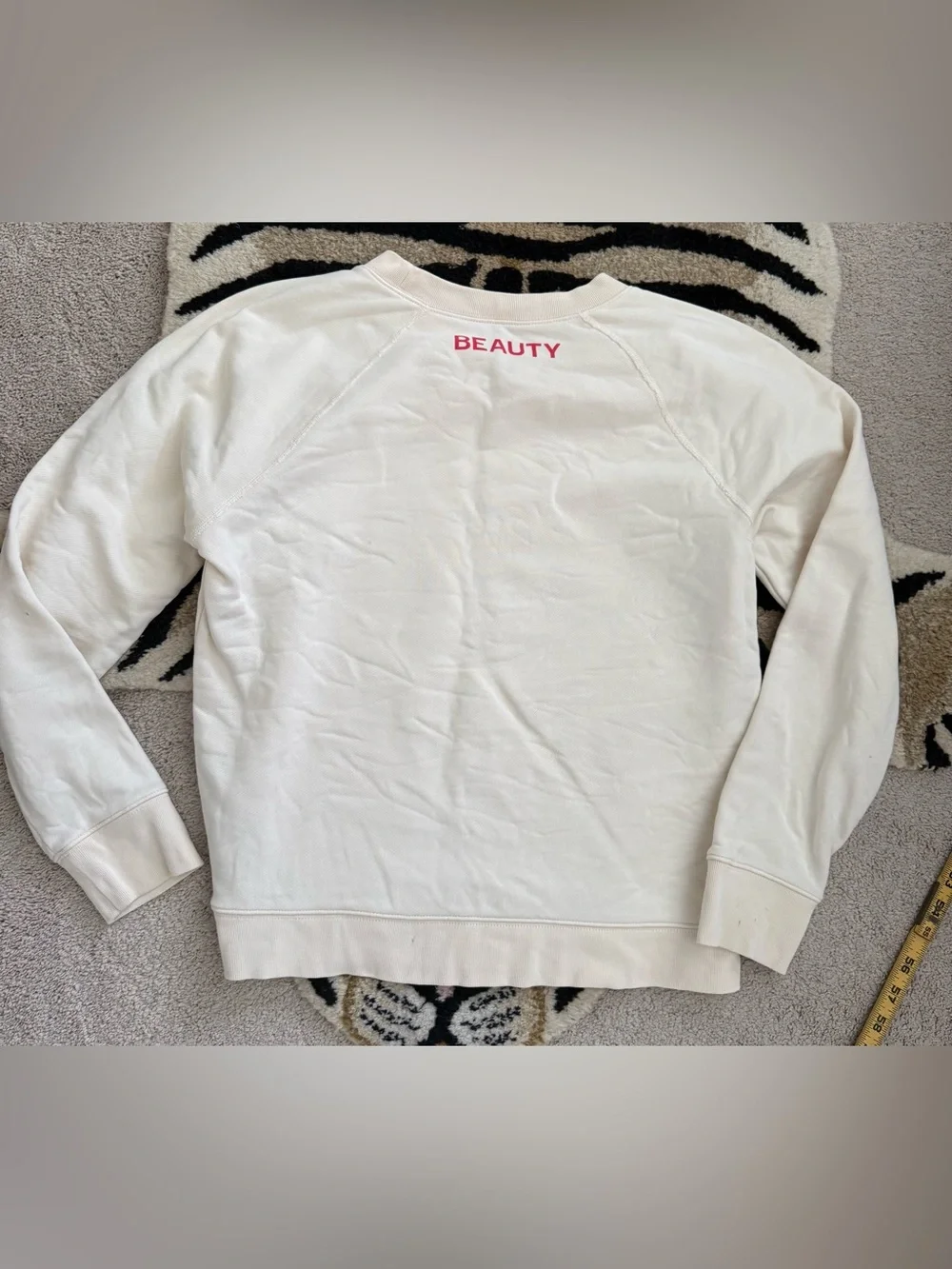 J.Crew Beauté Graphic Sweatshirt Cream Rose Gold Metallic